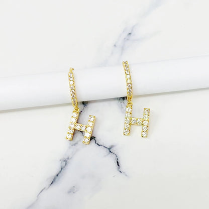 Crystal Initial Drop Earrings WEM Support (www.WEM.support)