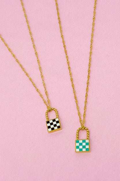 Checkered Locket Necklace WEM Support (www.WEM.support)