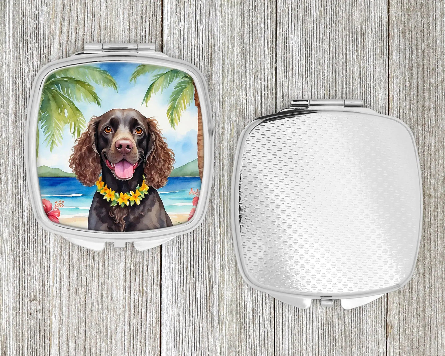 American Water Spaniel Luau Compact Mirror WEM Support (www.WEM.support)