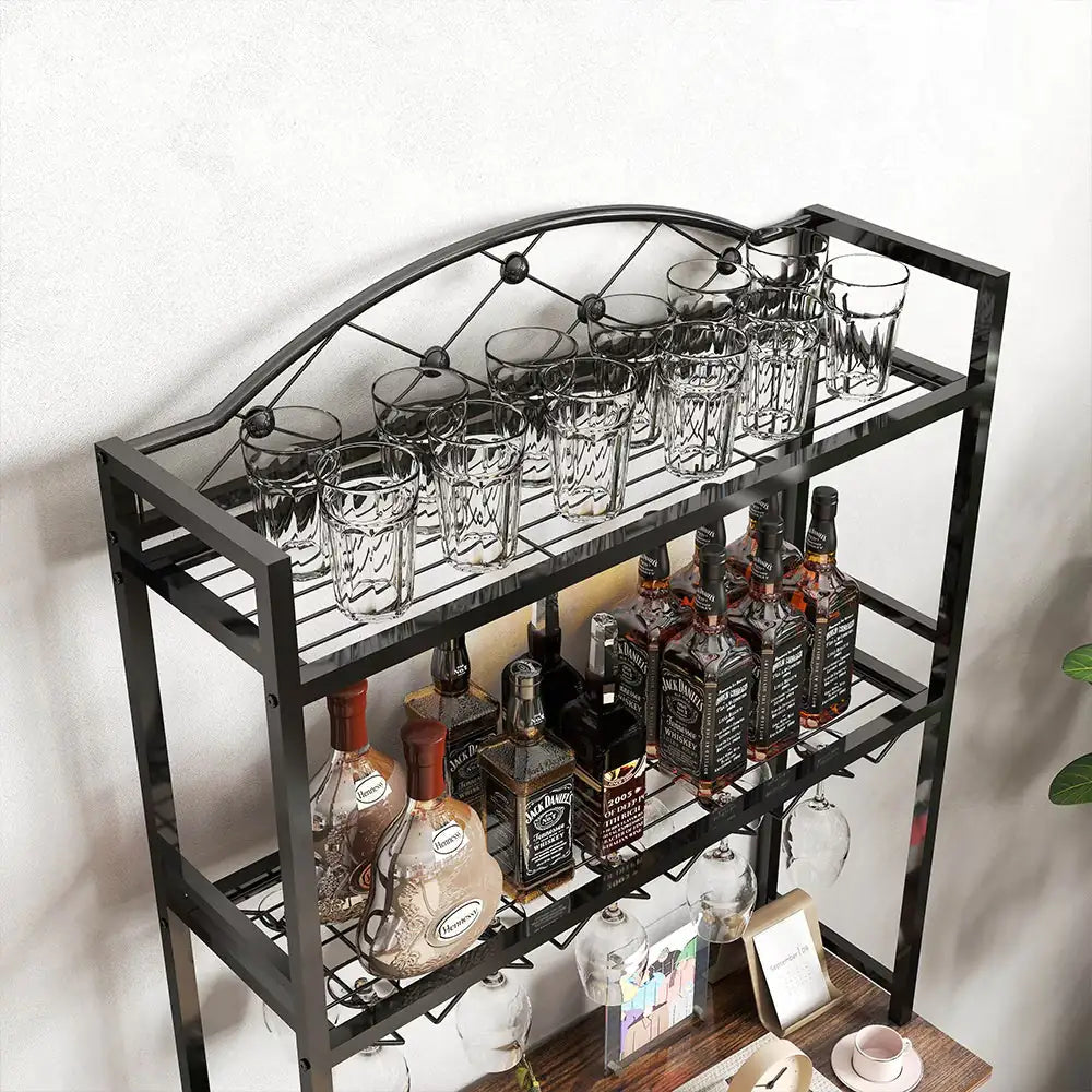 Tall Wine Holder Stand With Wine Glass Holder WEM Support (www.WEM.support)