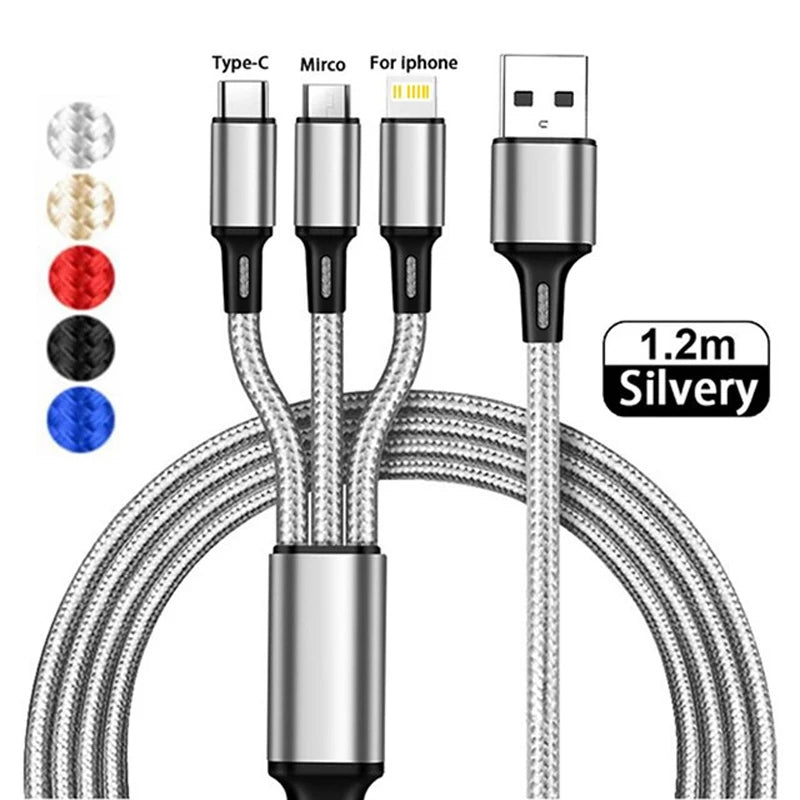 3 In 1 Fast Charging Cable Cord WEM Support (www.WEM.support)