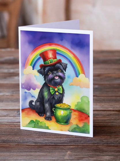 Affenpinscher St Patrick's Day Greeting Cards Pack of 8 WEM Support (www.WEM.support)