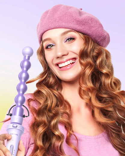 Wavytalk 5 in 1 Curling Iron,Curling Wand Set with Curling Brush and 4 Interchangeable Ceramic Curling Wand(0.5”-1.25”),Instant Heat Up,Include Heat Protective Glove & 2 Clips (Purple) Curling Wand （0.5"-1.25" ） Purple Lavender My Store