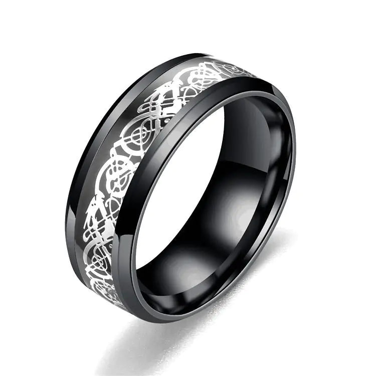 Stainless steel dragon pattern ring WEM Support (www.WEM.support)