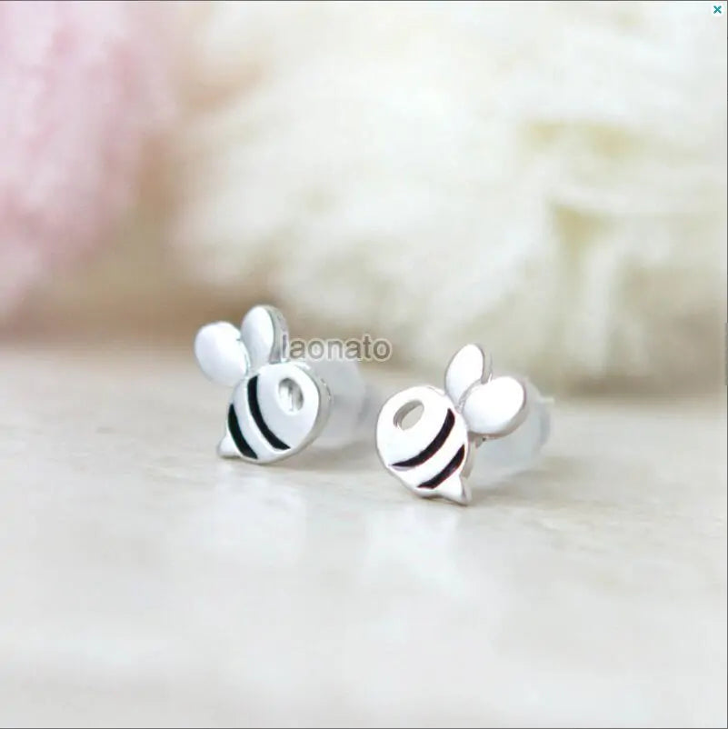 Baby Bee Earrings Variation Gold With Black Accents WEM Support (www.WEM.support)