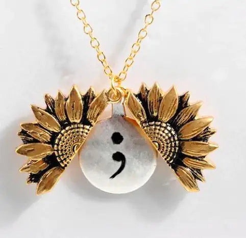 Sunflower Double-layer Lettering Necklace WEM Support (www.WEM.support)