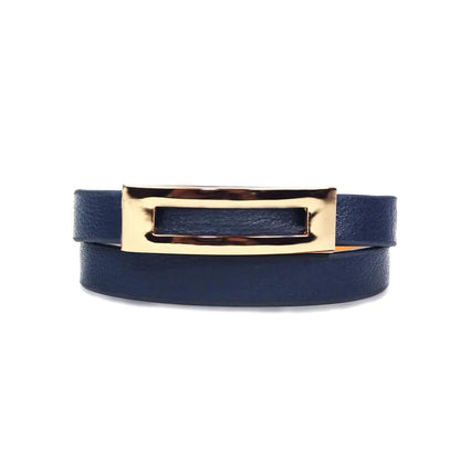 Buckled Leather Bracelet - Navy Blue WEM Support (www.WEM.support)