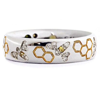 Cool Design Bee Themed Ring WEM Support (www.WEM.support)