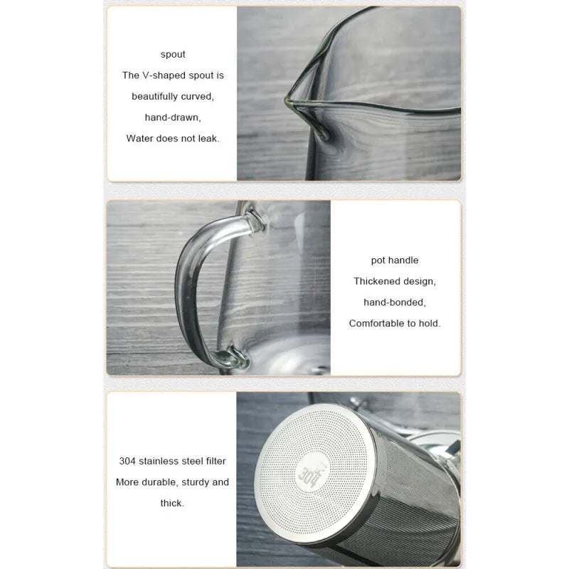 Tetera de Vidrio Transparente Resistente al Calor con Infusor para Café, Té y Hierbas HejK.com