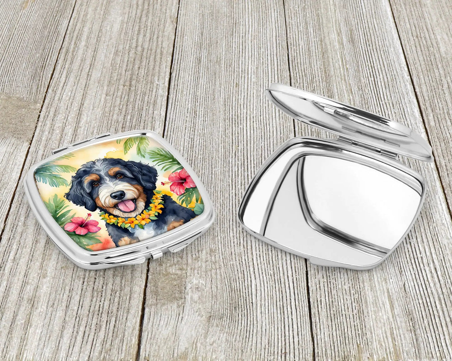 Bernedoodle Luau Compact Mirror WEM Support (www.WEM.support)