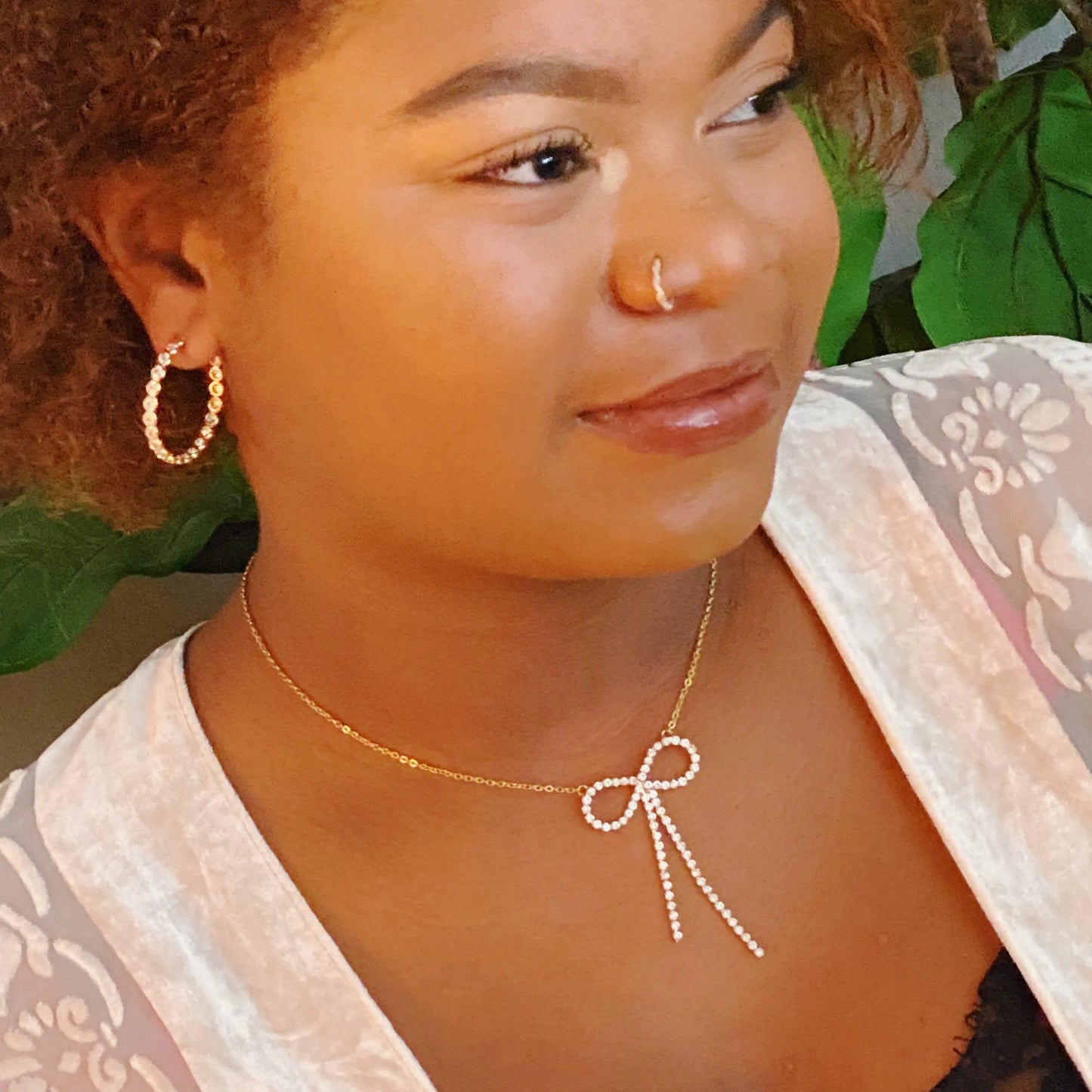 Adorable Shine Bow Necklace WEM Support (www.WEM.support)