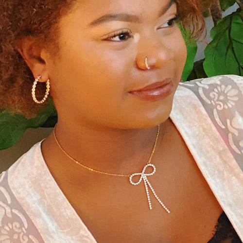 Adorable Shine Bow Necklace WEM Support (www.WEM.support)