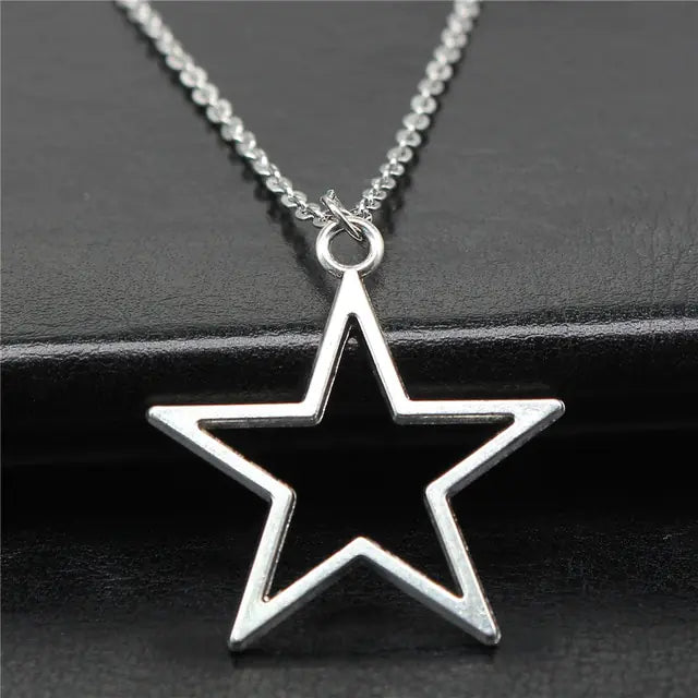 Simple Vintage Hollow Star Pendant Necklace WEM Support (www.WEM.support)