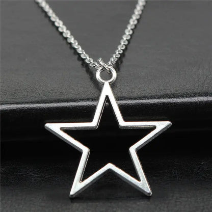 Simple Vintage Hollow Star Pendant Necklace WEM Support (www.WEM.support)
