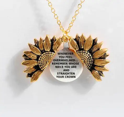 Sunflower Double-layer Lettering Necklace WEM Support (www.WEM.support)