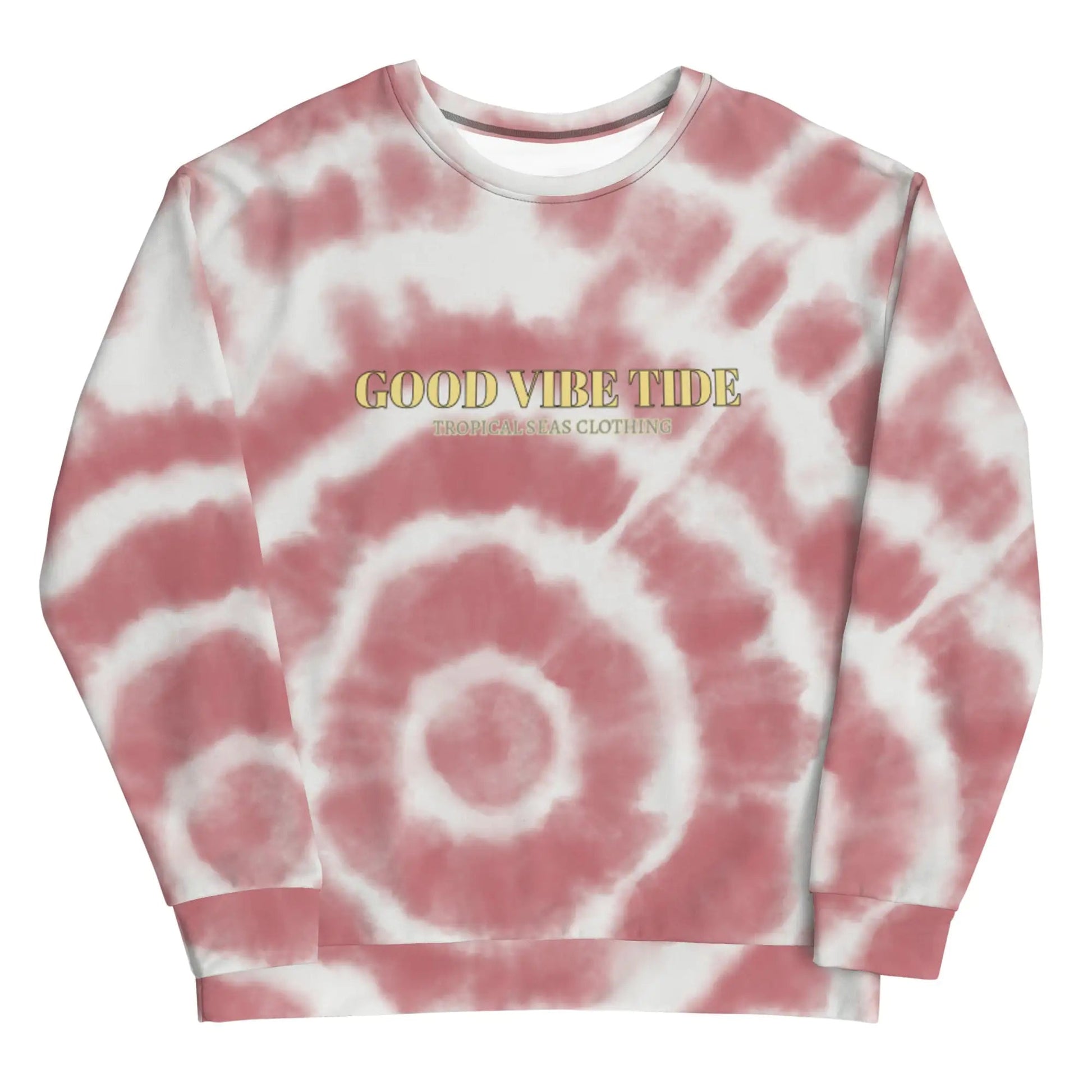 Red Tie-Dye Vibe Tropical Sweatshirt WEM Support (www.WEM.support)