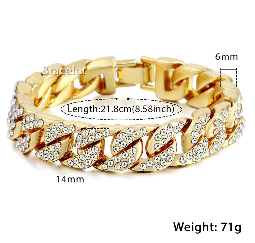Miami Curb Cuban Chain Bracelet For Men Gold WEM Support (www.WEM.support)