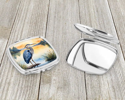 Blue Heron in the Golden Hour Compact Mirror WEM Support (www.WEM.support)