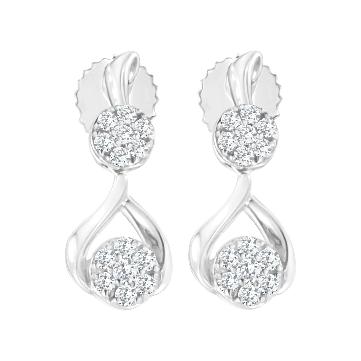 Boucles d'oreilles pendantes en argent sterling plaqué or blanc 10K avec diamants synthétiques de 1/2 carat cttw (Couleur F-G, Clarté VS2-SI1) WEM Support (www.WEM.support)