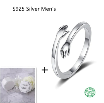 S925 Silver Couple Hug Ring WEM Support (www.WEM.support)