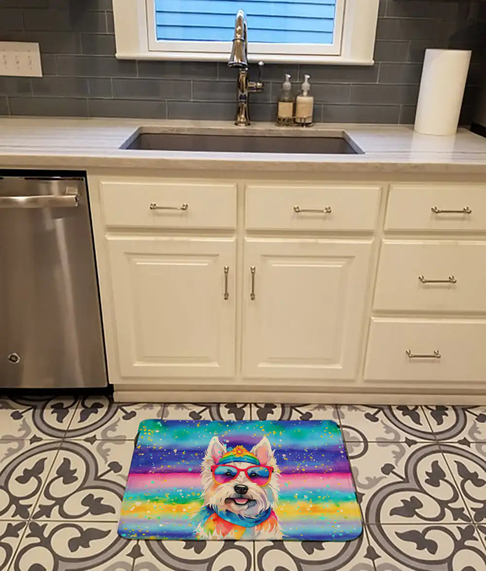 Westie Hippie Dawg Memory Foam Kitchen Mat WEM Support (www.WEM.support)