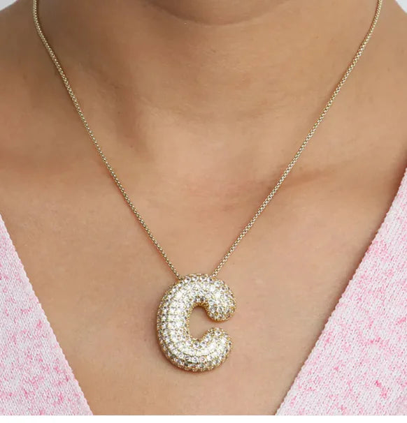 Star Brass Zircon Letter Necklace WEM Support (www.WEM.support)