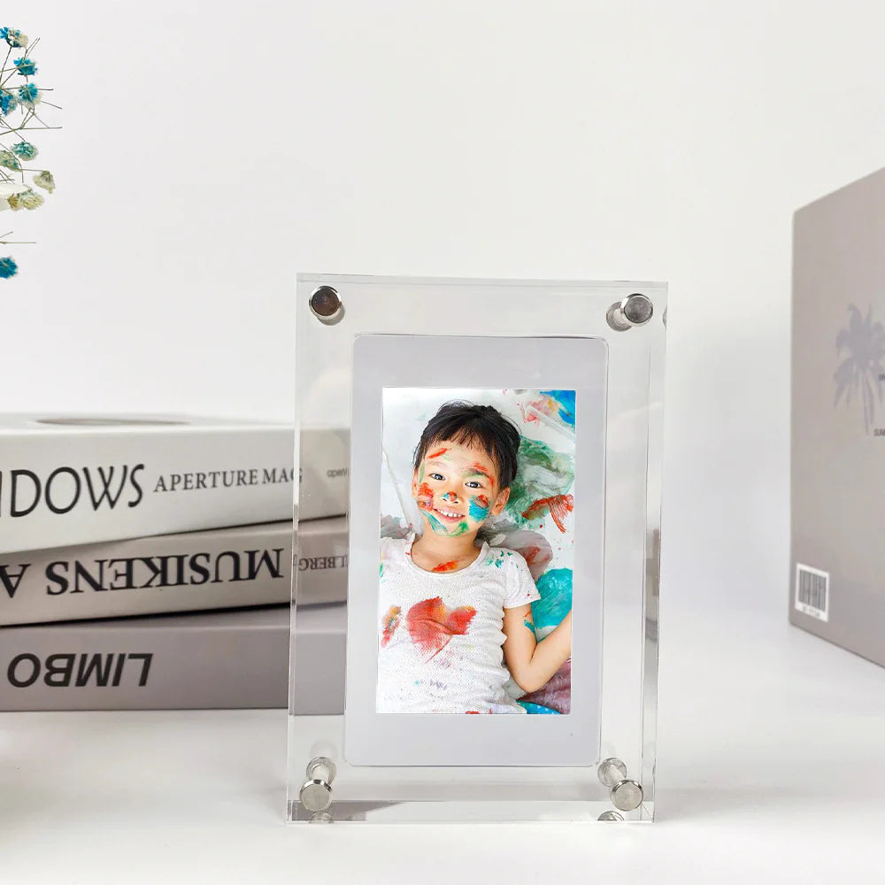 Acrylic Transparent Crystal Digital Photo Frame Video Player WEM Support (www.WEM.support)