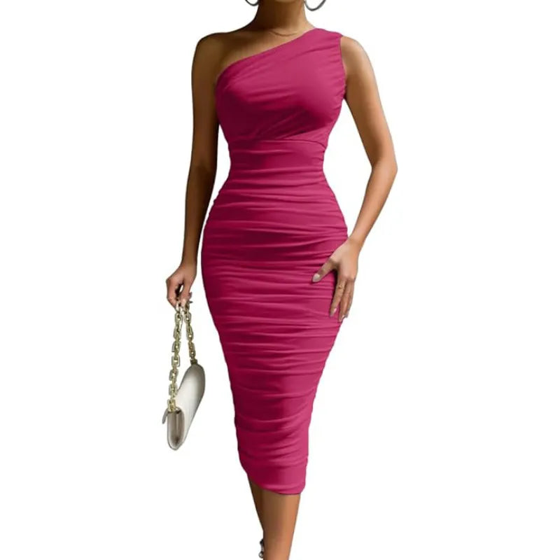 Slim-Fit One Shoulder Dress