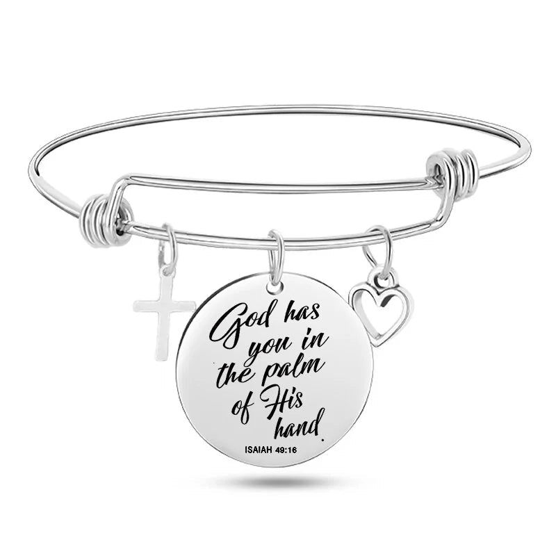 Stainless Steel Christian Charm Bracelet WEM Support (www.WEM.support)