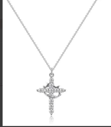 Y-Crown Cross Necklace