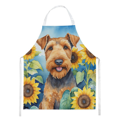 Airedale Terrier in Sunflowers Apron WEM Support (www.WEM.support)