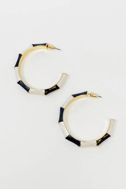 Color Block Bamboo Hoop Earrings WEM Support (www.WEM.support)
