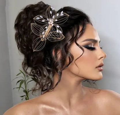 Bridal Headdress Hollow Leaf Hair Comb HejK.com