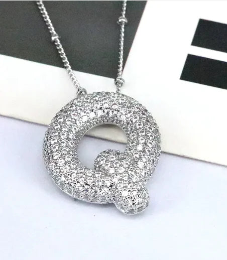 Brass Zircon Letter Necklace WEM Support (www.WEM.support)