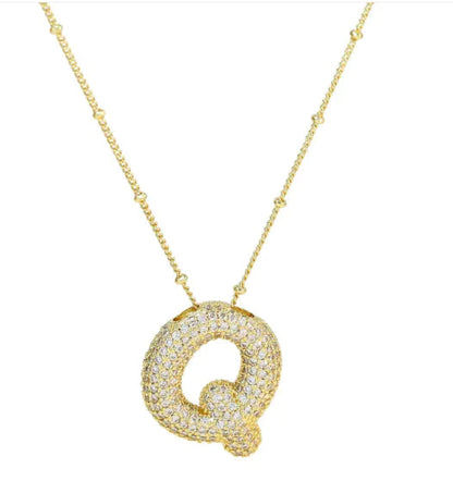 Brass Zircon Letter Necklace WEM Support (www.WEM.support)