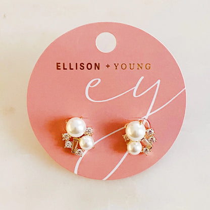 Estate Pearl And Shine Stud Earrings WEM Support (www.WEM.support)