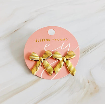 Cabled Bow Stud Earrings WEM Support (www.WEM.support)