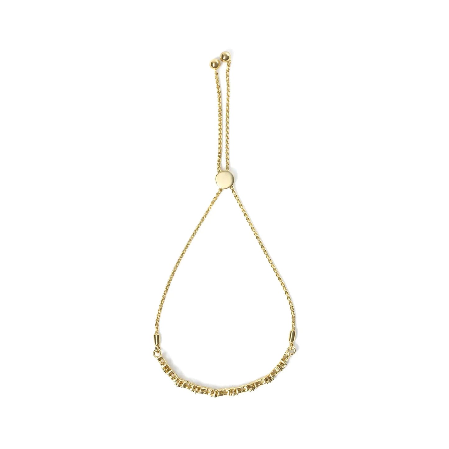 18K Yellow Gold Plated .925 Sterling Silver 1/4 Cttw Diamond Marquise Shaped Link 4"-10" Adjustable Bolo Bracelet (I-J Color, I1-I2 Clarity) WEM Support (www.WEM.support)