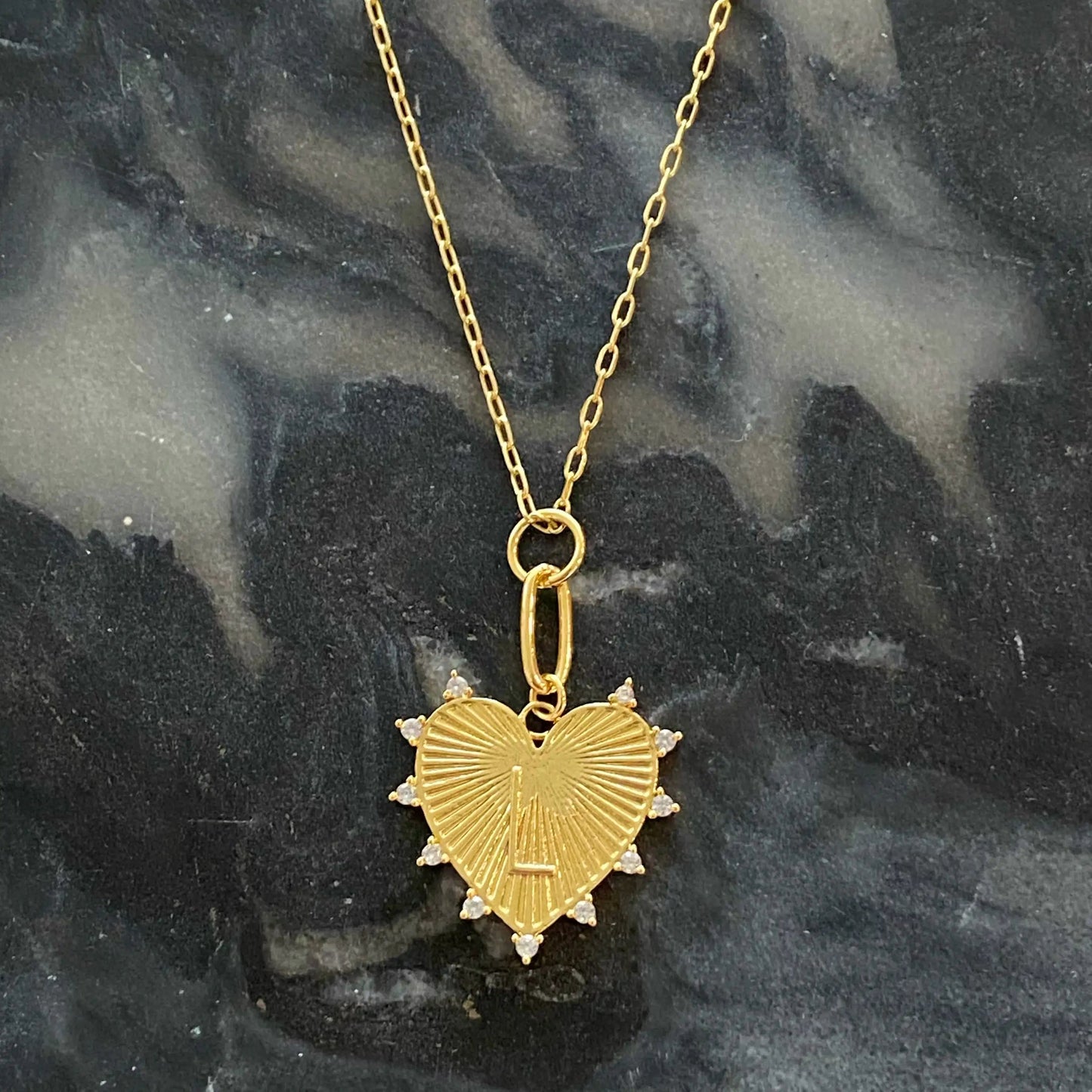 Clip Hanging Initial Heart Necklace WEM Support (www.WEM.support)