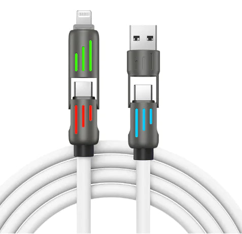 240W 4-in-1 Fast Charging Cable with Breathing Light WEM Support (www.WEM.support)