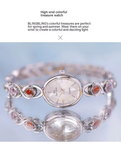 Oval Gemstone Luxury Watch HejK.com