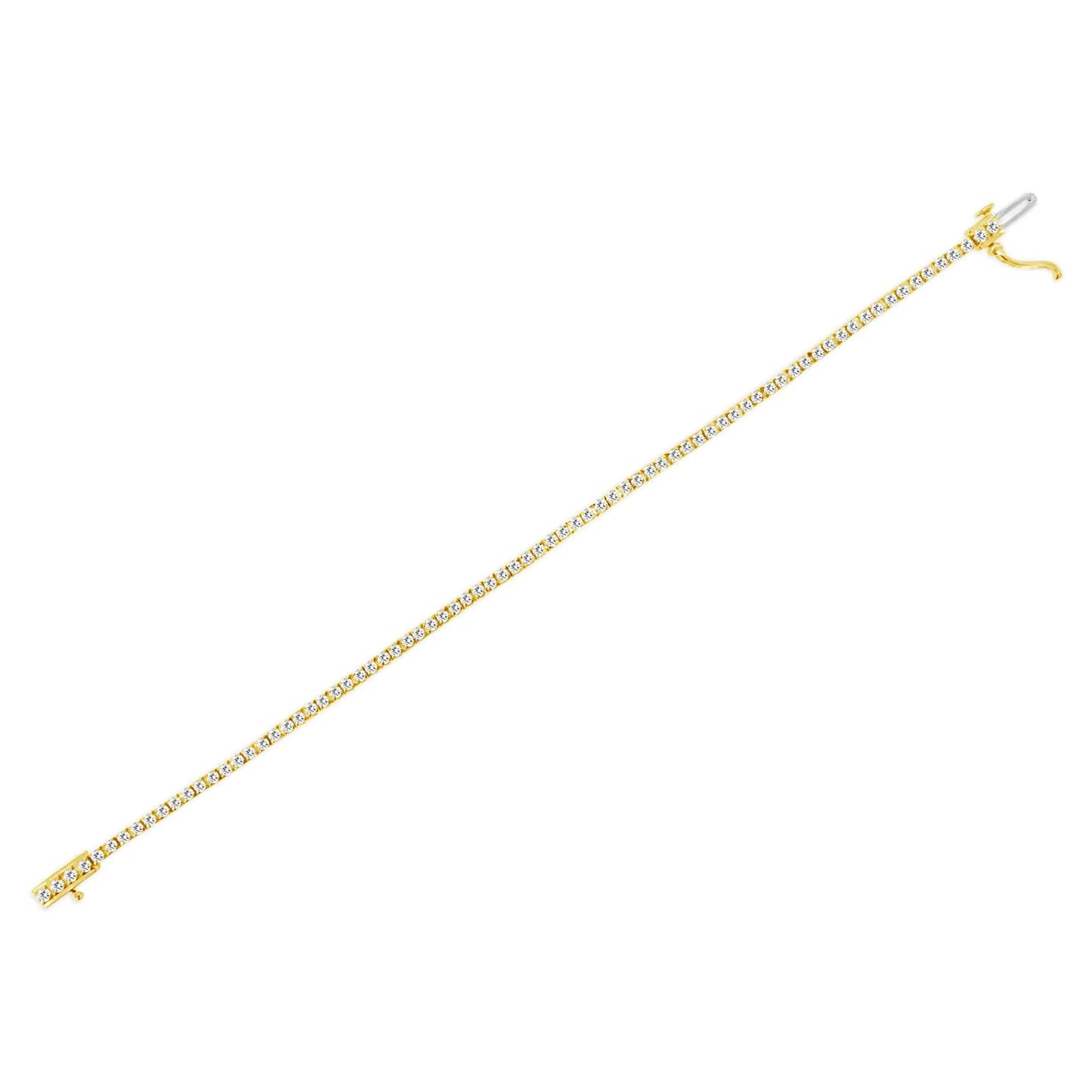 Pulsera de Tenis de Eslabones Clásicos de Plata Esterlina .925 con Baño de Oro Amarillo de 14K y 2.0 Cttw de Diamantes (Color K-L, Claridad I2-I3) - 7-1/4" WEM Support (www.WEM.support)