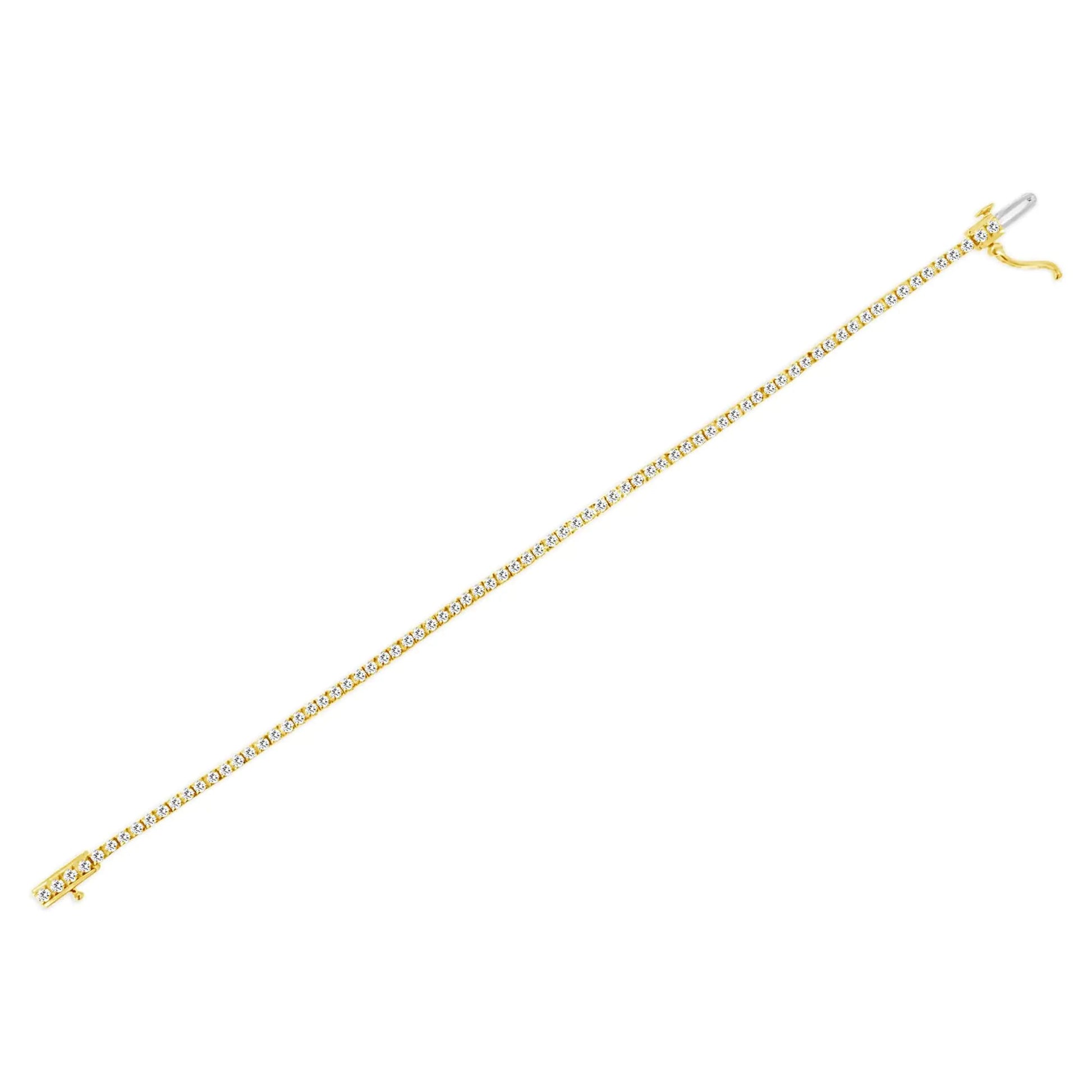 Pulsera de Tenis de Eslabones Clásicos de Plata Esterlina .925 con Baño de Oro Amarillo de 14K y 2.0 Cttw de Diamantes (Color K-L, Claridad I2-I3) - 7-1/4" WEM Support (www.WEM.support)