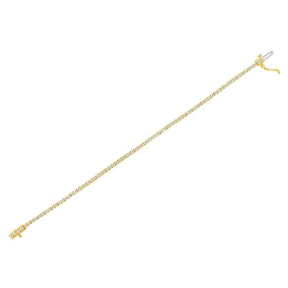 Pulsera de Tenis de Eslabones Clásicos de Plata Esterlina .925 con Baño de Oro Amarillo de 14K y 2.0 Cttw de Diamantes (Color K-L, Claridad I2-I3) - 7-1/4" WEM Support (www.WEM.support)