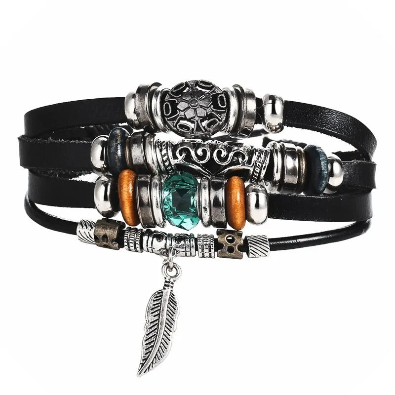 Multilayer Leather Bracelet WEM Support (www.WEM.support)