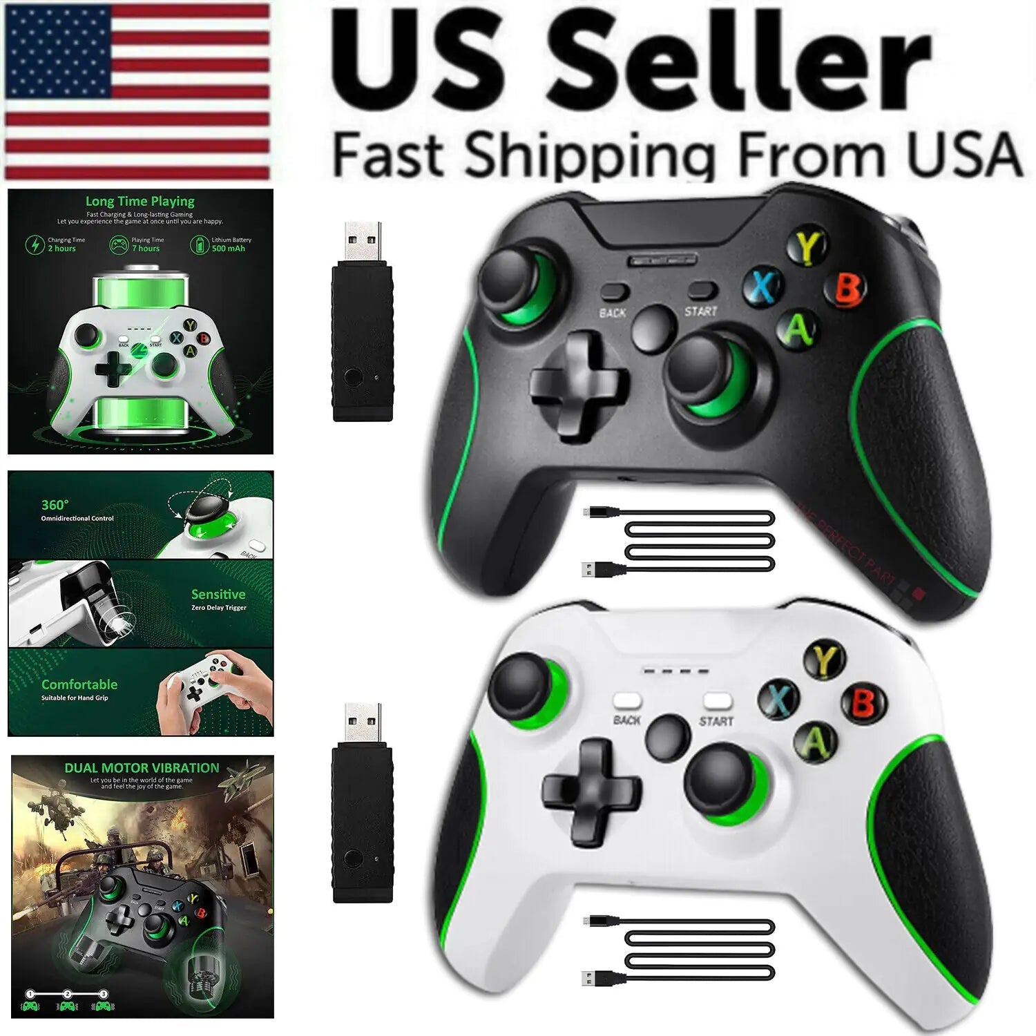 Wireless Controller For Microsoft Xbox One / S / X / E / Windows 7 8 10 PC 2.4G WEM Support (www.WEM.support)