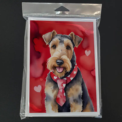 Airedale Terrier My Valentine Greeting Cards Pack of 8 WEM Support (www.WEM.support)