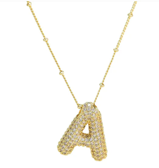 Brass Zircon Letter Necklace WEM Support (www.WEM.support)