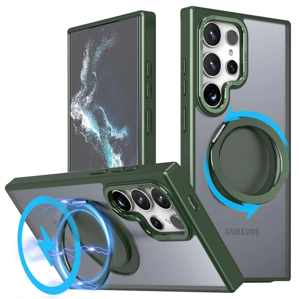 for iPhone 14 Pro Max Case with 360°Rotatable Magnetic Ring Kickstand[Compatible with Magsafe],Military Grade Shockproof Translucent for iPhone 14 Pro Max Protective Case - 6.7 inch,Pink