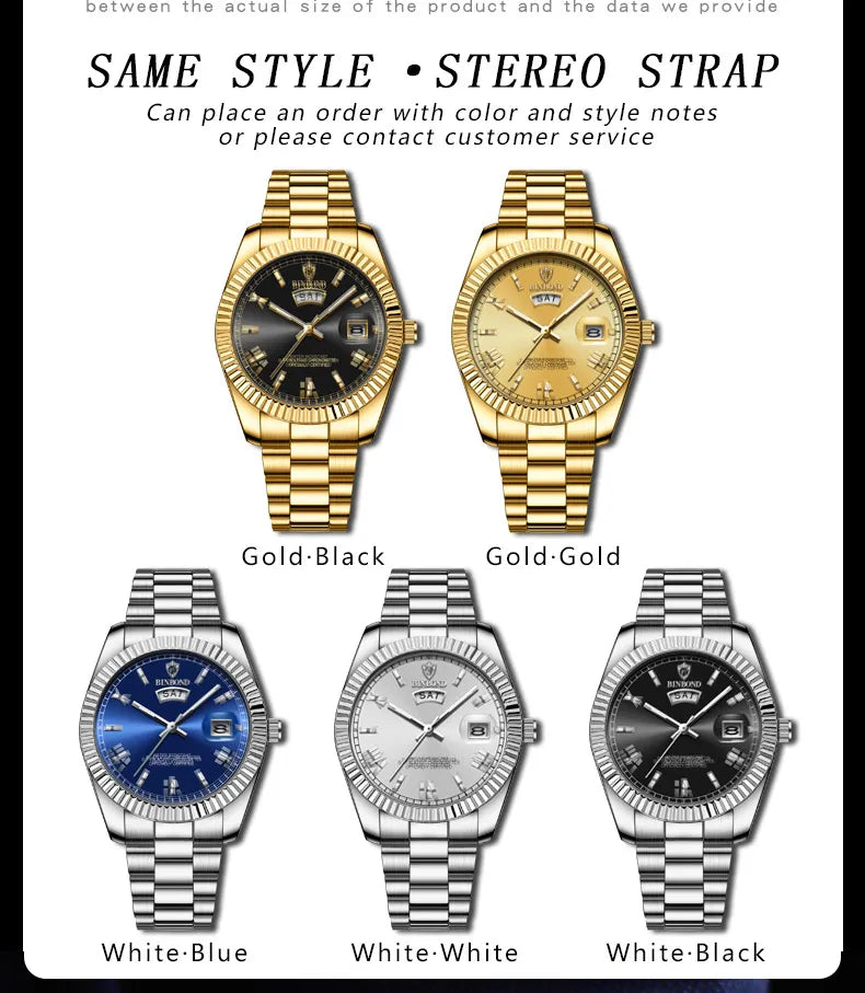 Steel Belt Waterproof Double Calendar Luminous Watch WEM Support (www.WEM.support)